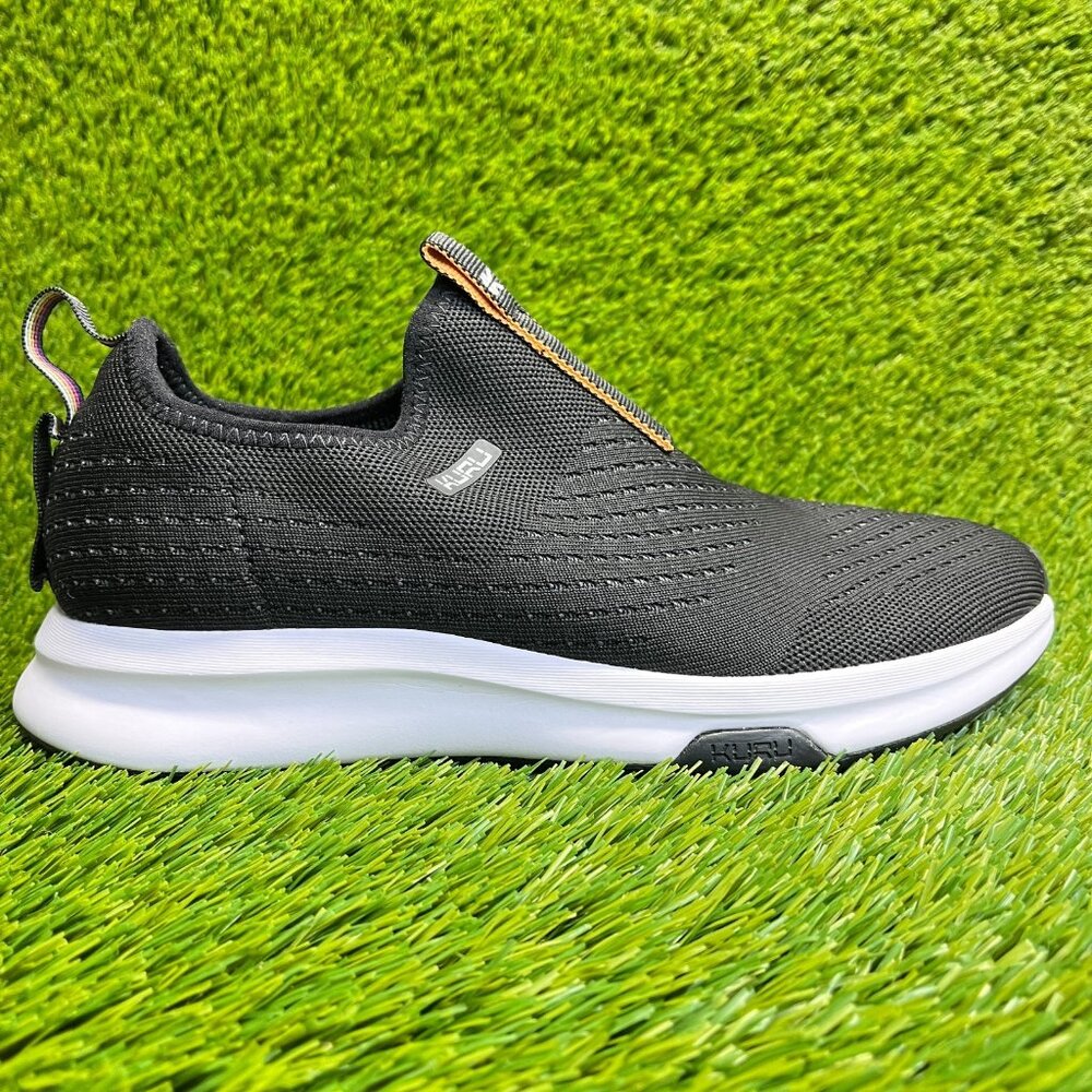 Kuru Atom Womens Size 10.5 Black White Athletic Walking Slip On Shoes Sneakers